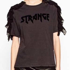 Zara Ruffle Sleeve STRANGE T-shirt